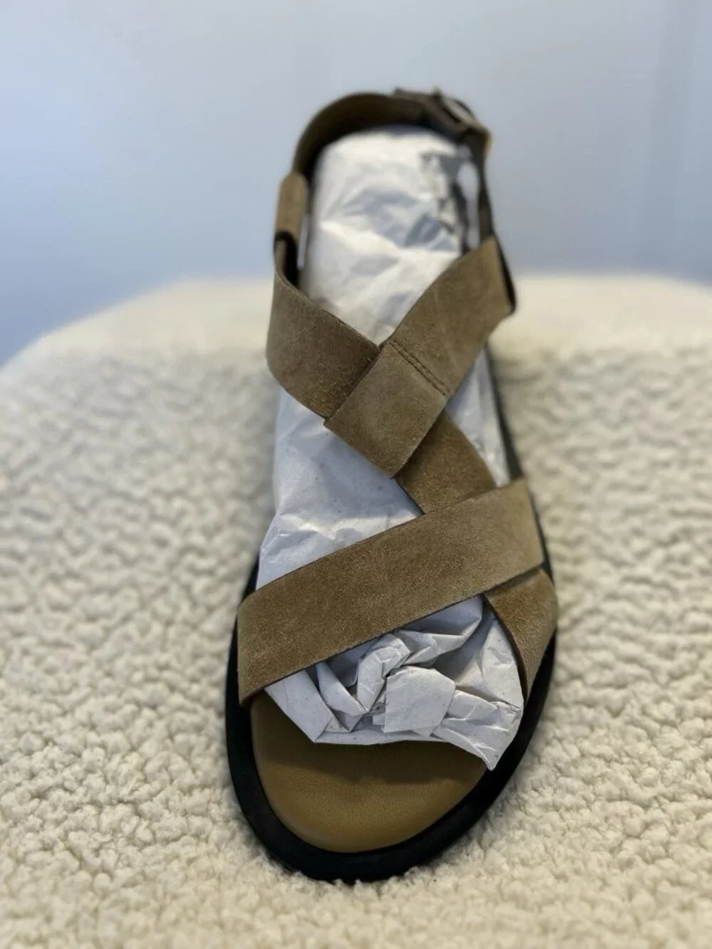 Everlane The City Strap Buckle Sandal Tan Suede Size 8.5M - Picture 8 of 11